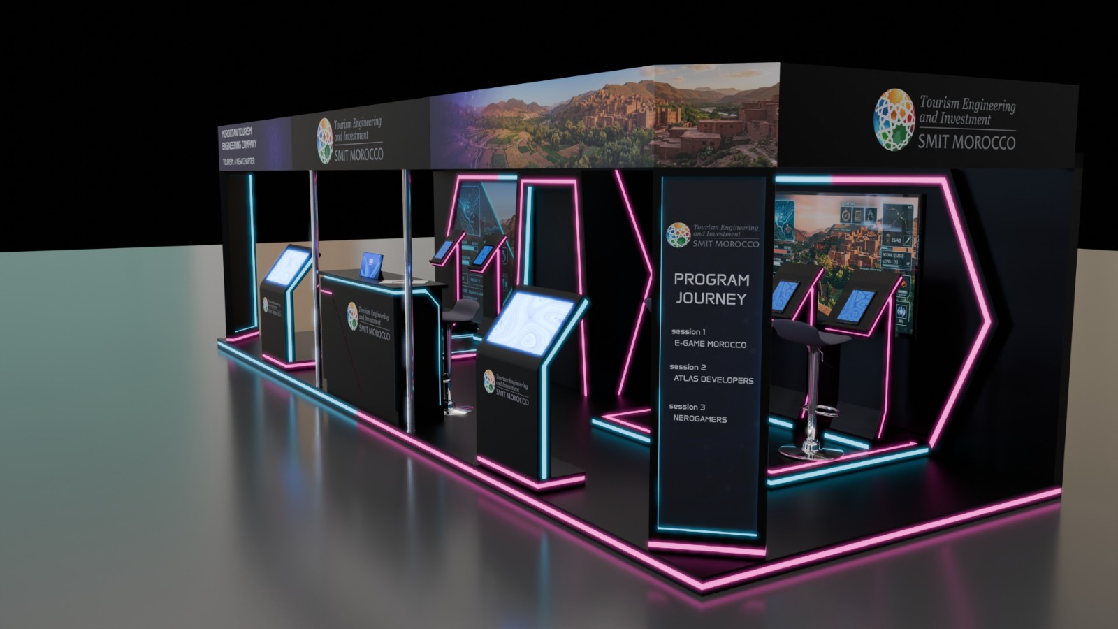 Rendu 3D stand LUMI — vue 3